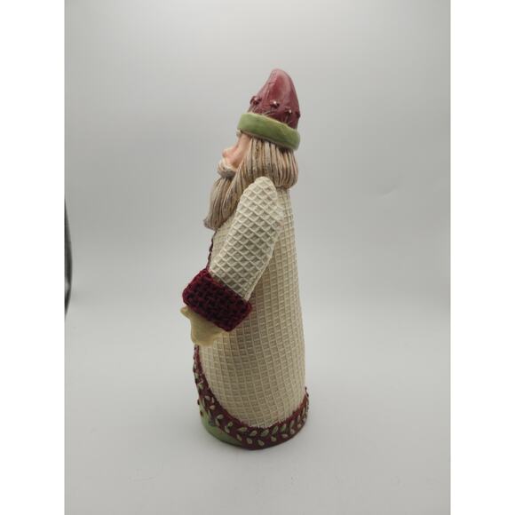 Walmart Santa Figurine Christmas Holiday Red Green Cream Resin Folk Art Style 9” - Picture 4 of 8